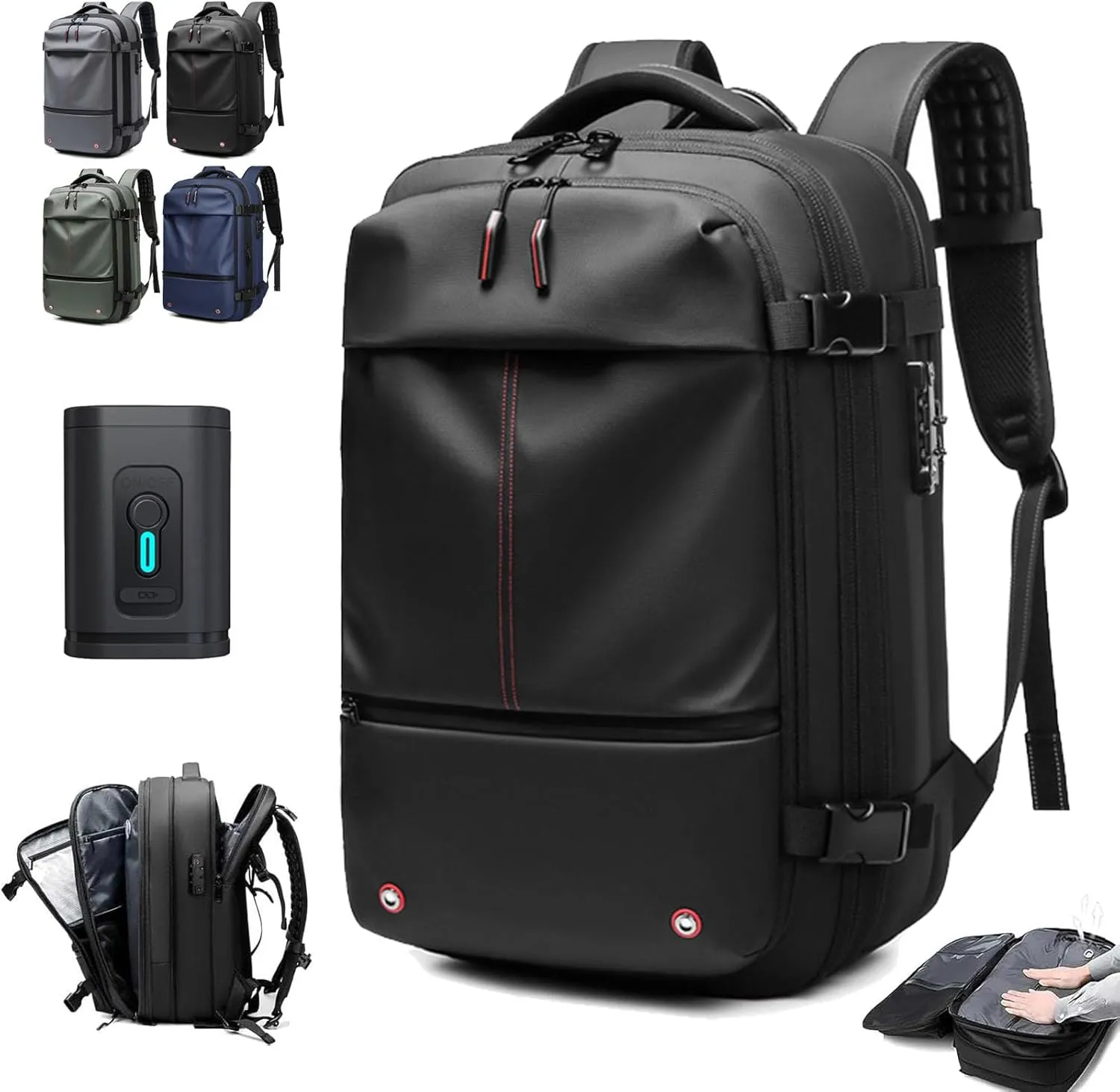 Jet Pack Pro Travel, Airback Backpack,Travel Smart With Vacuum Compression & Waterproof Design(Black-Air pump)