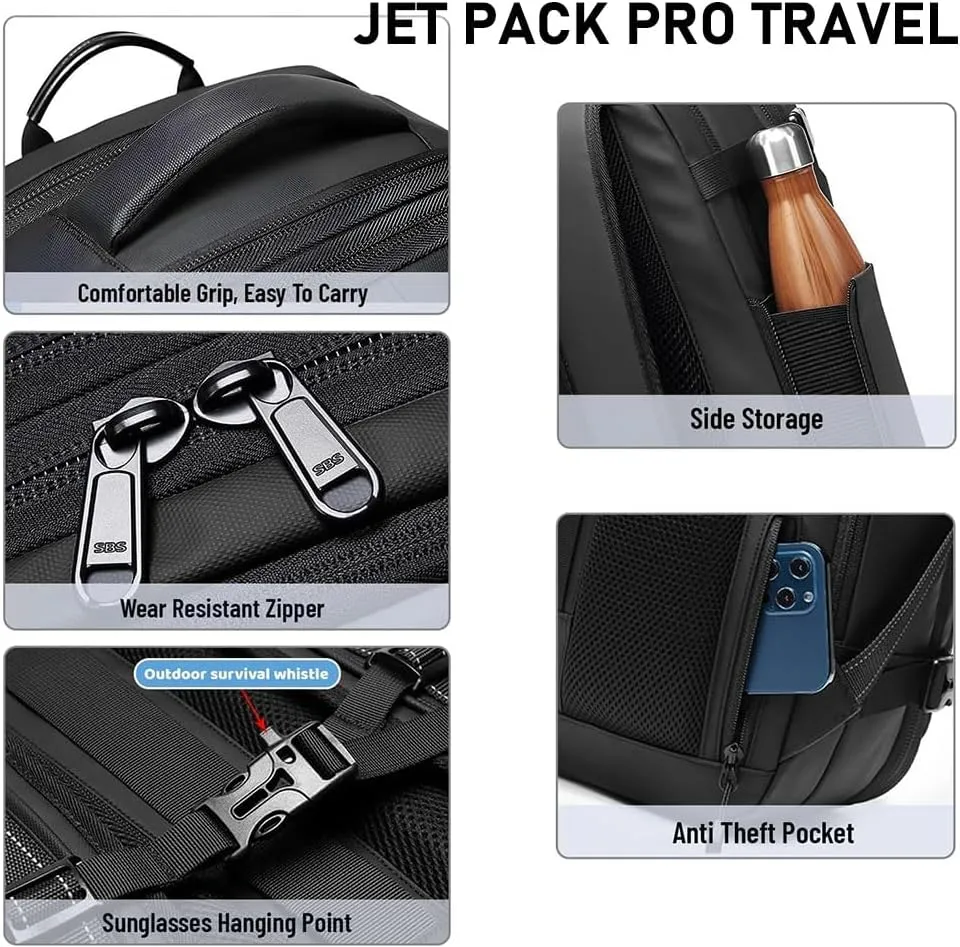 Jet Pack Pro Travel, Airback Backpack,Travel Smart With Vacuum Compression & Waterproof Design(Black-Air pump)