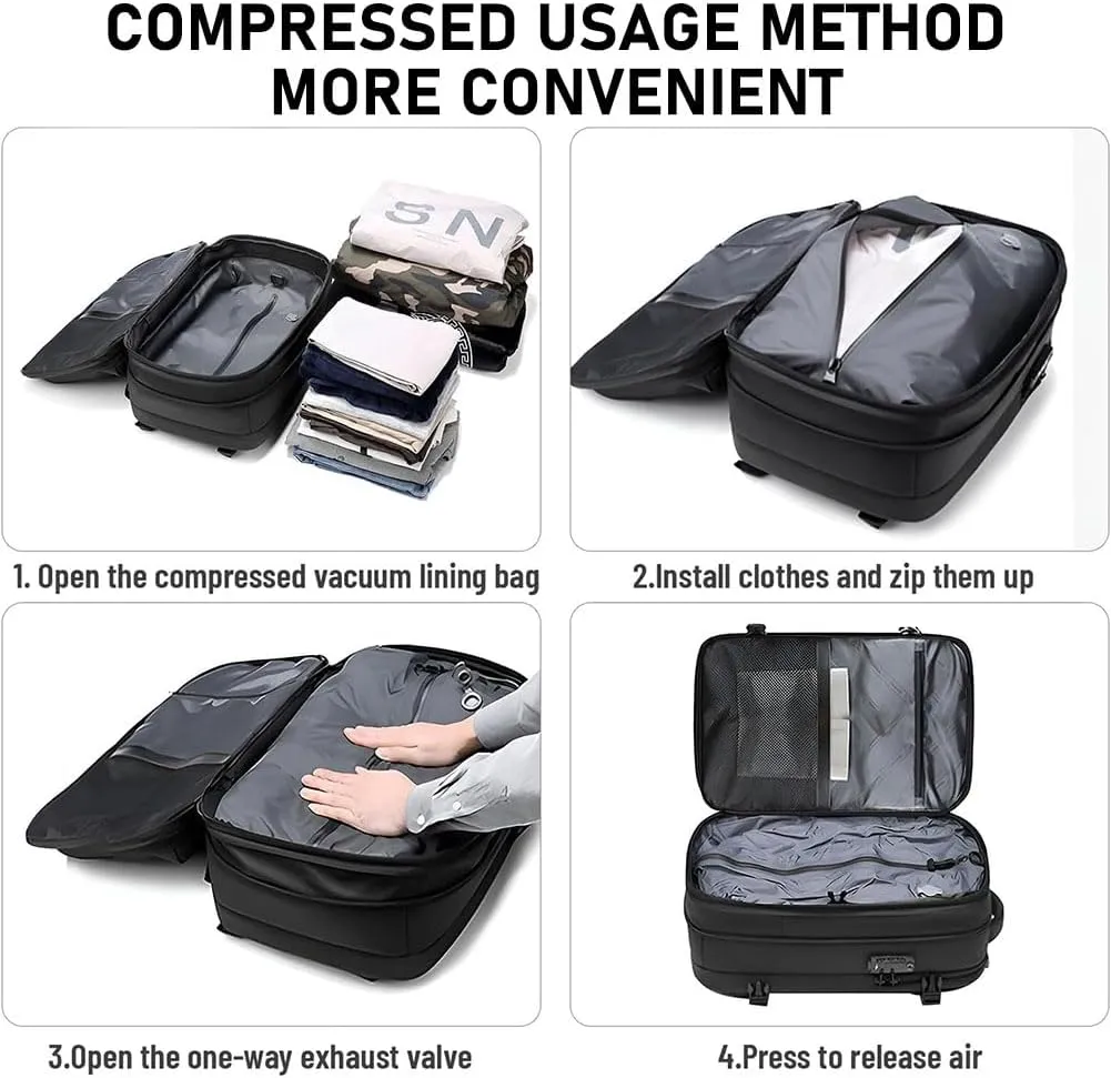 Jet Pack Pro Travel, Airback Backpack,Travel Smart With Vacuum Compression & Waterproof Design(Black-Air pump)