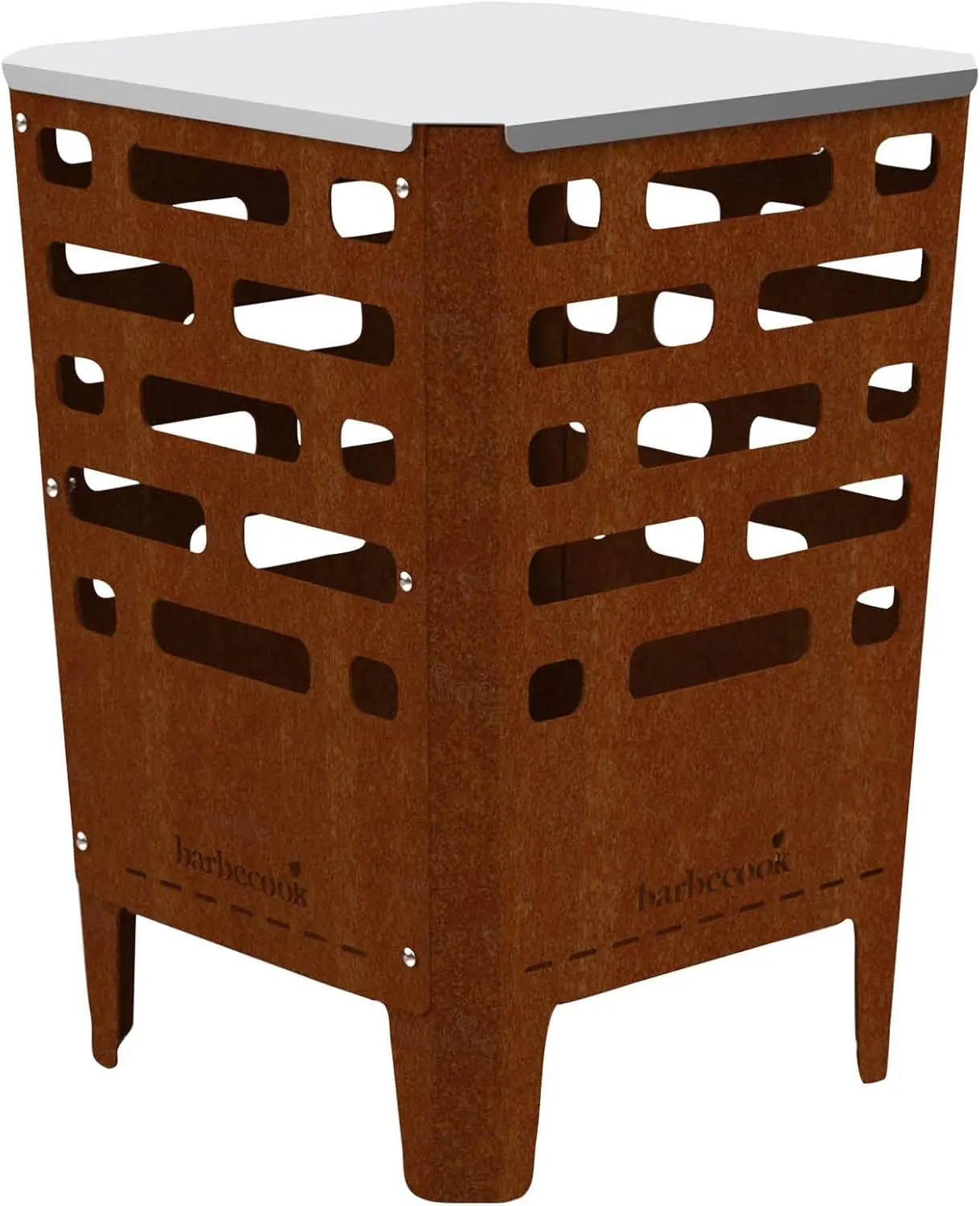 Jill Fire Bowl, Square, Garden Decoration, Rust Look, Corten Steel, 38 x 38 x 55 cm