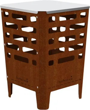 Jill Fire Bowl, Square, Garden Decoration, Rust Look, Corten Steel, 38 x 38 x 55 cm