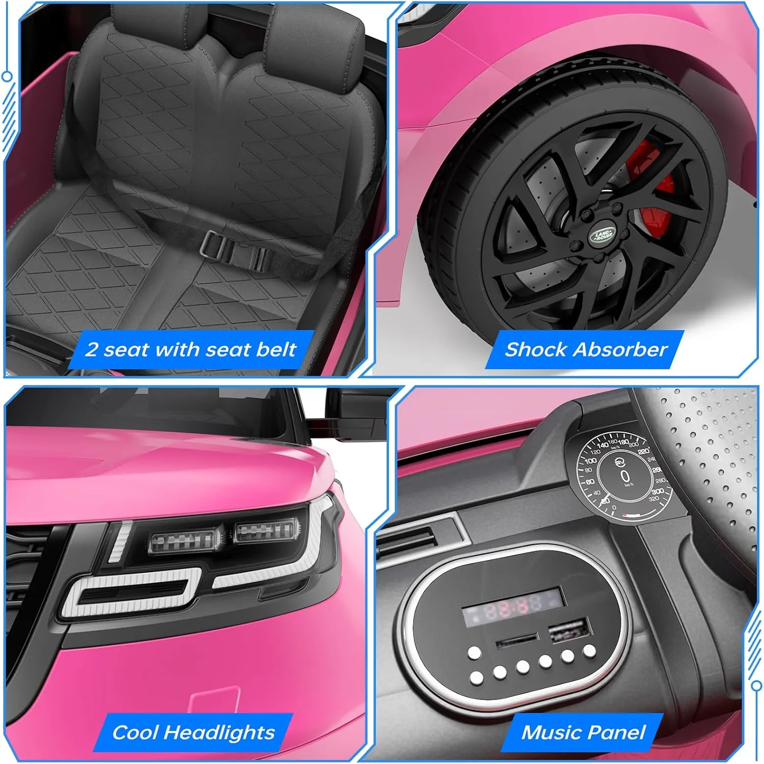 Jojoka Ride on Cars for Kid 4-8, 12V Licensed Land Rover Ride Electric Car for Kids with Parent Remote Control, MP3 Player, Rocking, Pull Rod