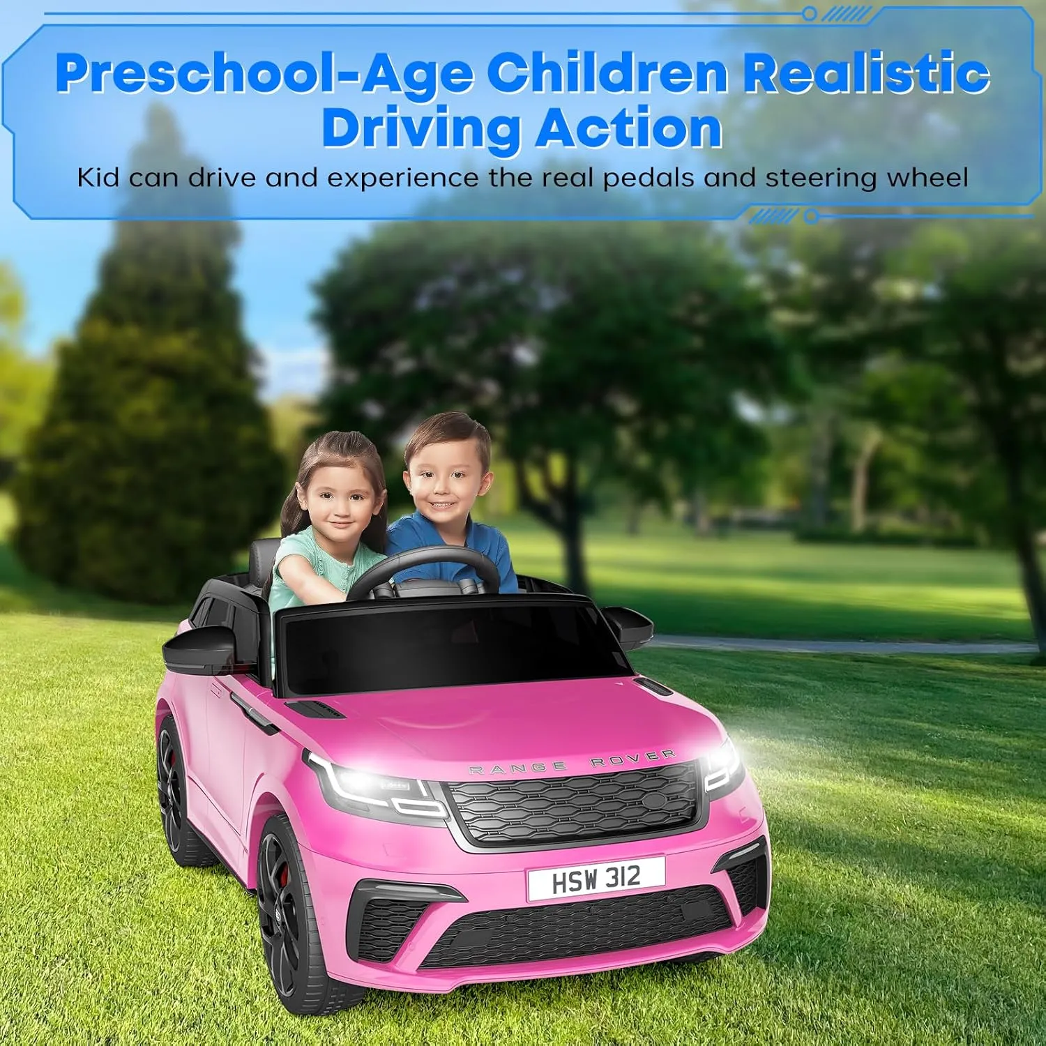Jojoka Ride on Cars for Kid 4-8, 12V Licensed Land Rover Ride Electric Car for Kids with Parent Remote Control, MP3 Player, Rocking, Pull Rod