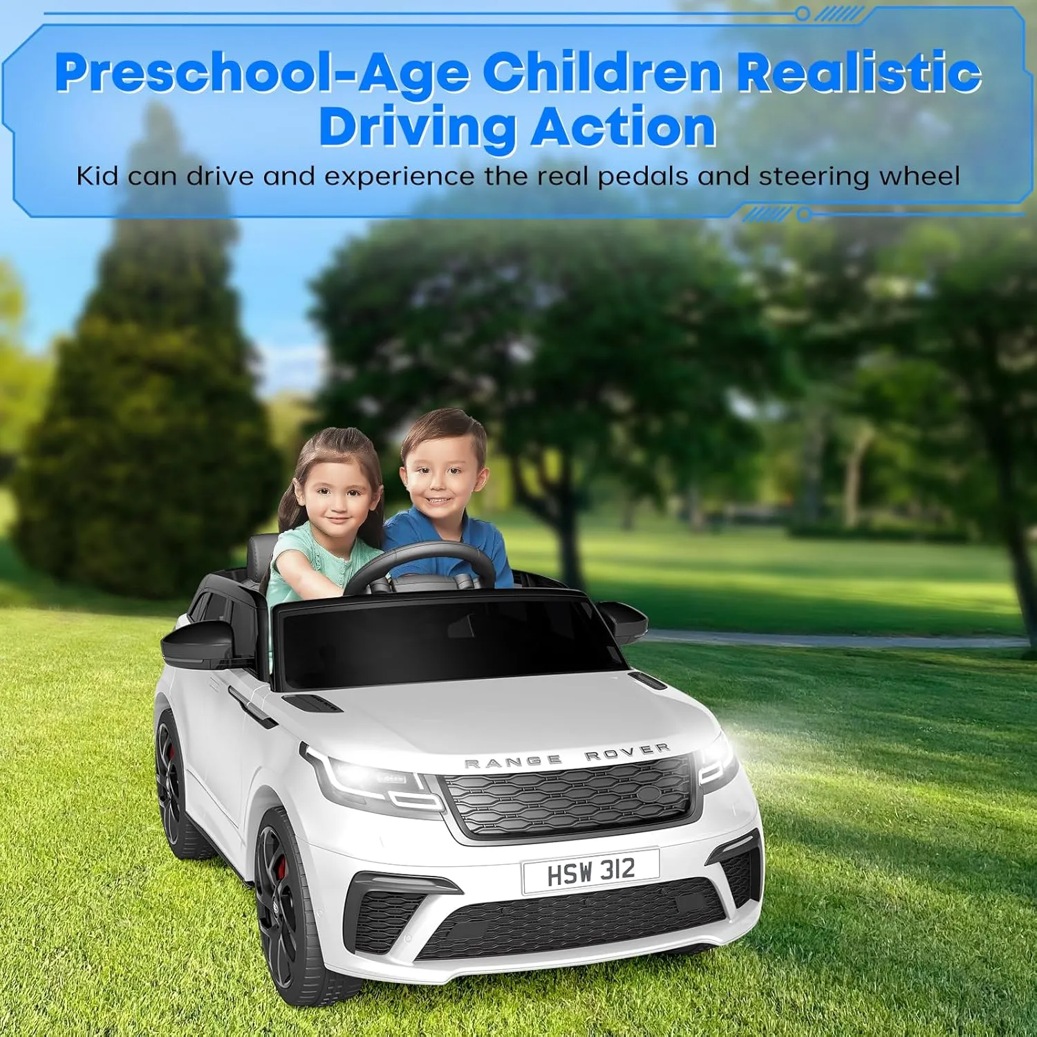 Jojoka Ride on Cars for Kid 4-8, 12V Licensed Land Rover Ride Electric Car for Kids with Parent Remote Control, MP3 Player, Rocking, Pull Rod