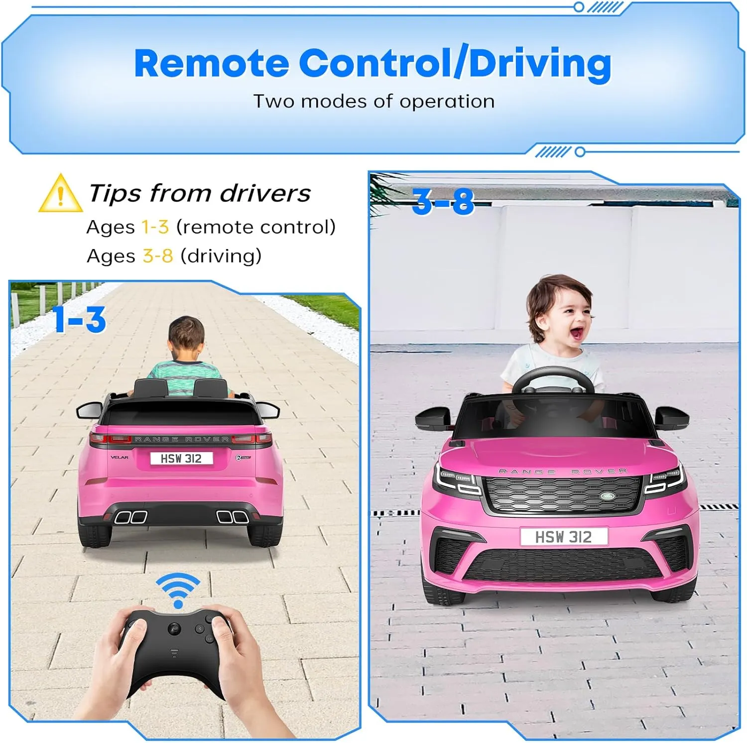 Jojoka Ride on Cars for Kid 4-8, 12V Licensed Land Rover Ride Electric Car for Kids with Parent Remote Control, MP3 Player, Rocking, Pull Rod