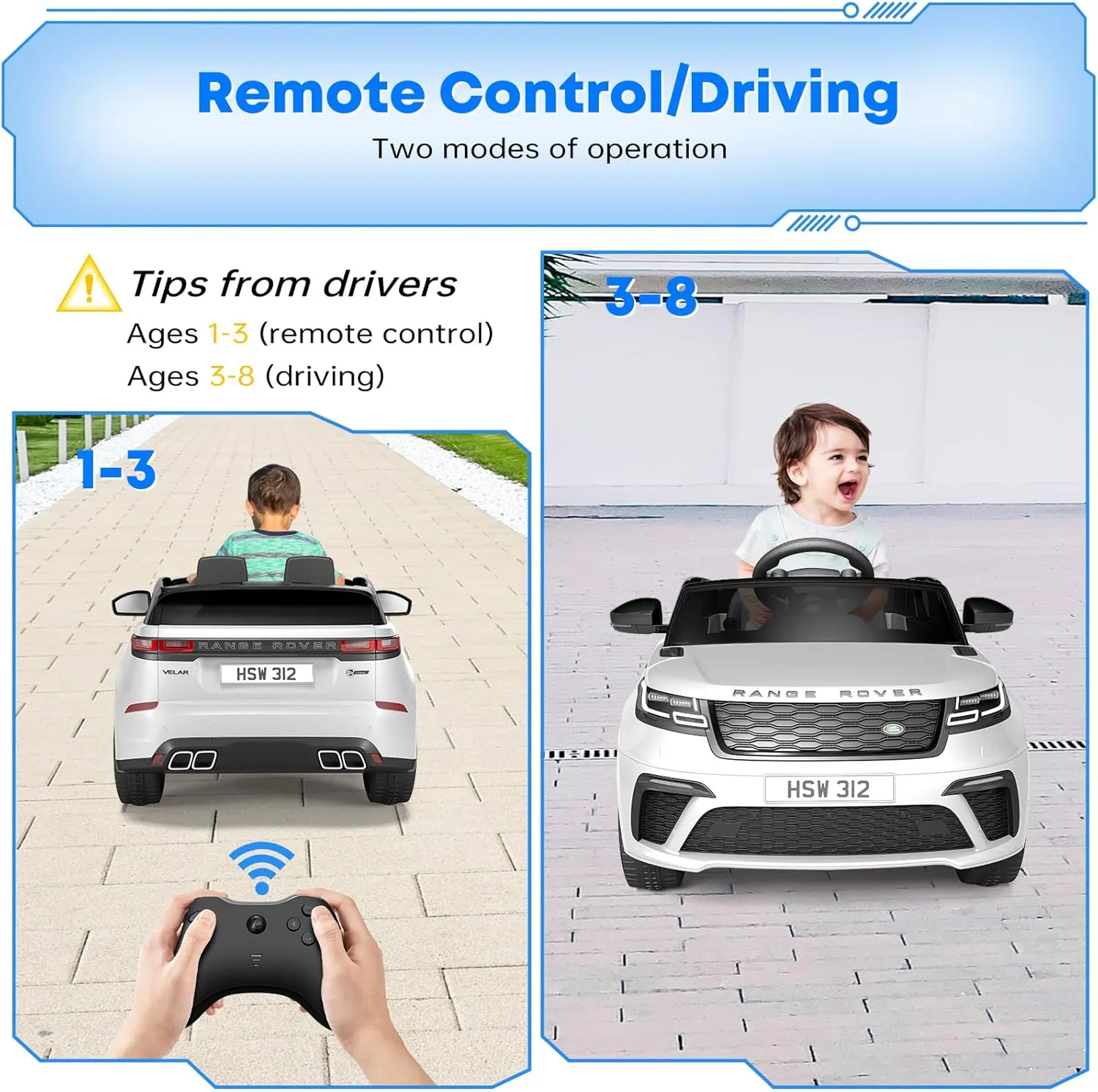 Jojoka Ride on Cars for Kid 4-8, 12V Licensed Land Rover Ride Electric Car for Kids with Parent Remote Control, MP3 Player, Rocking, Pull Rod