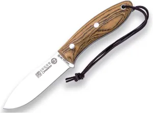 Joker Hunting and Bushcraft knife Canadiense CB114-P, Mouth Wood handle, 4.13 inches blade of SANDVIK 14C28N, with leather   Fire Starter Sheath, Tool for fishing, Hunting, camping and hiking