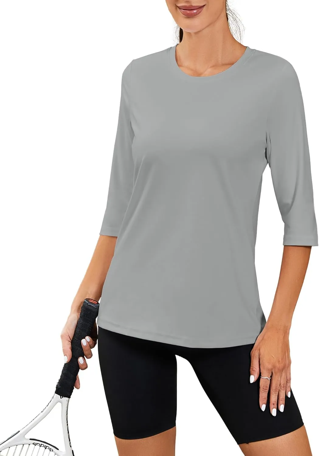 JomeDesign 3/4 Length Sleeve Womens Tops Sun Shirts UPF50  Tunic Blouses Breathable Crew Neck Loose Fit Tshirts Outdoor
