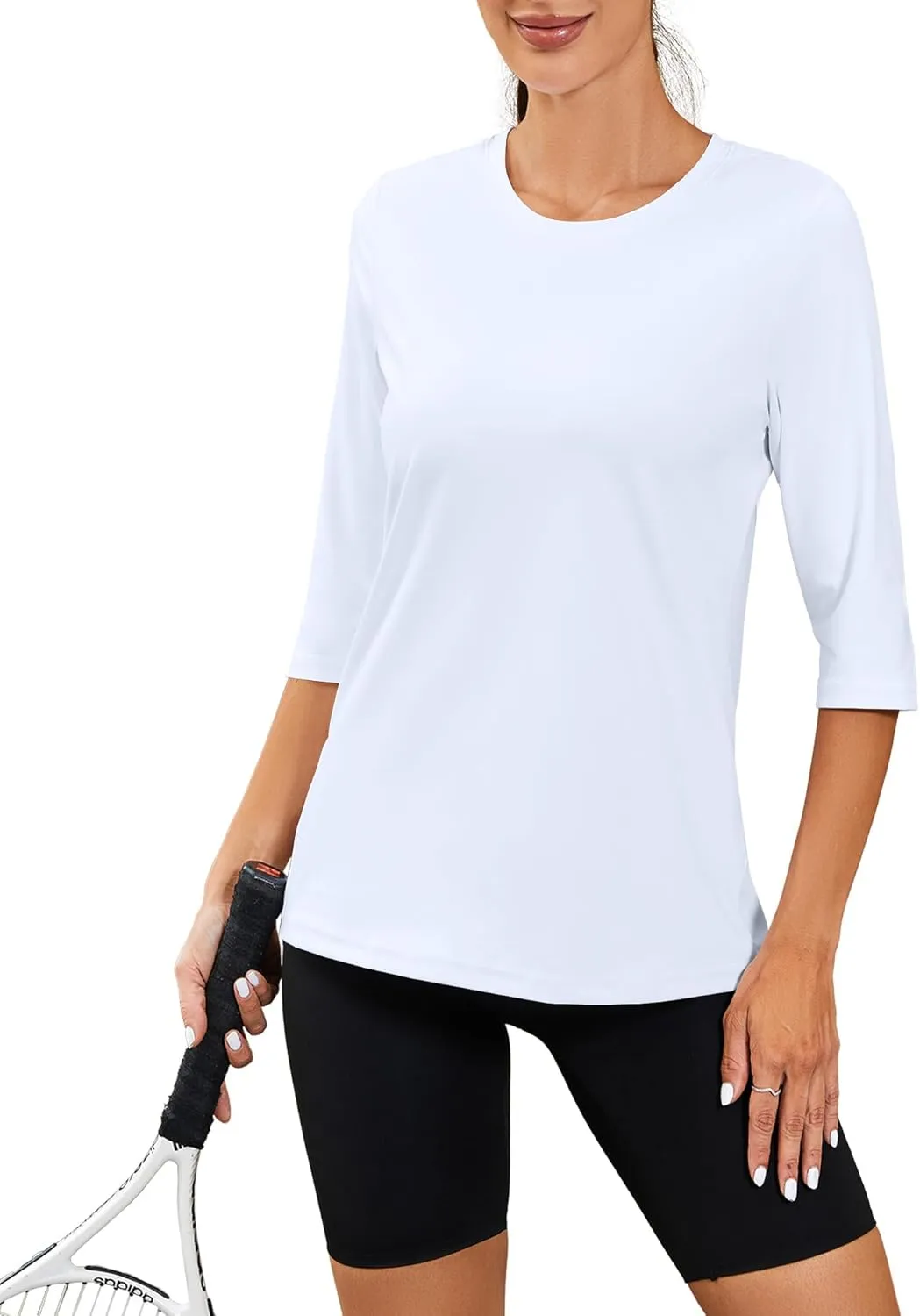 JomeDesign 3/4 Length Sleeve Womens Tops Sun Shirts UPF50  Tunic Blouses Breathable Crew Neck Loose Fit Tshirts Outdoor