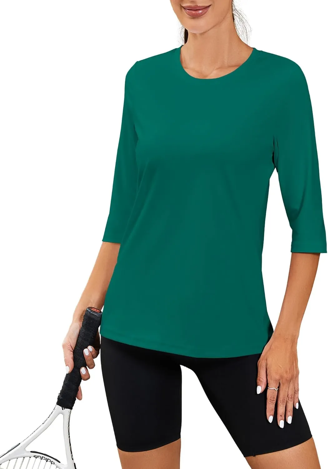 JomeDesign 3/4 Length Sleeve Womens Tops Sun Shirts UPF50  Tunic Blouses Breathable Crew Neck Loose Fit Tshirts Outdoor