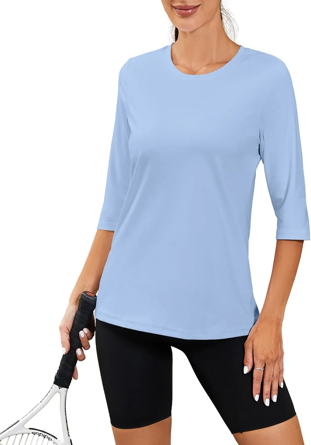 JomeDesign 3/4 Length Sleeve Womens Tops Sun Shirts UPF50  Tunic Blouses Breathable Crew Neck Loose Fit Tshirts Outdoor