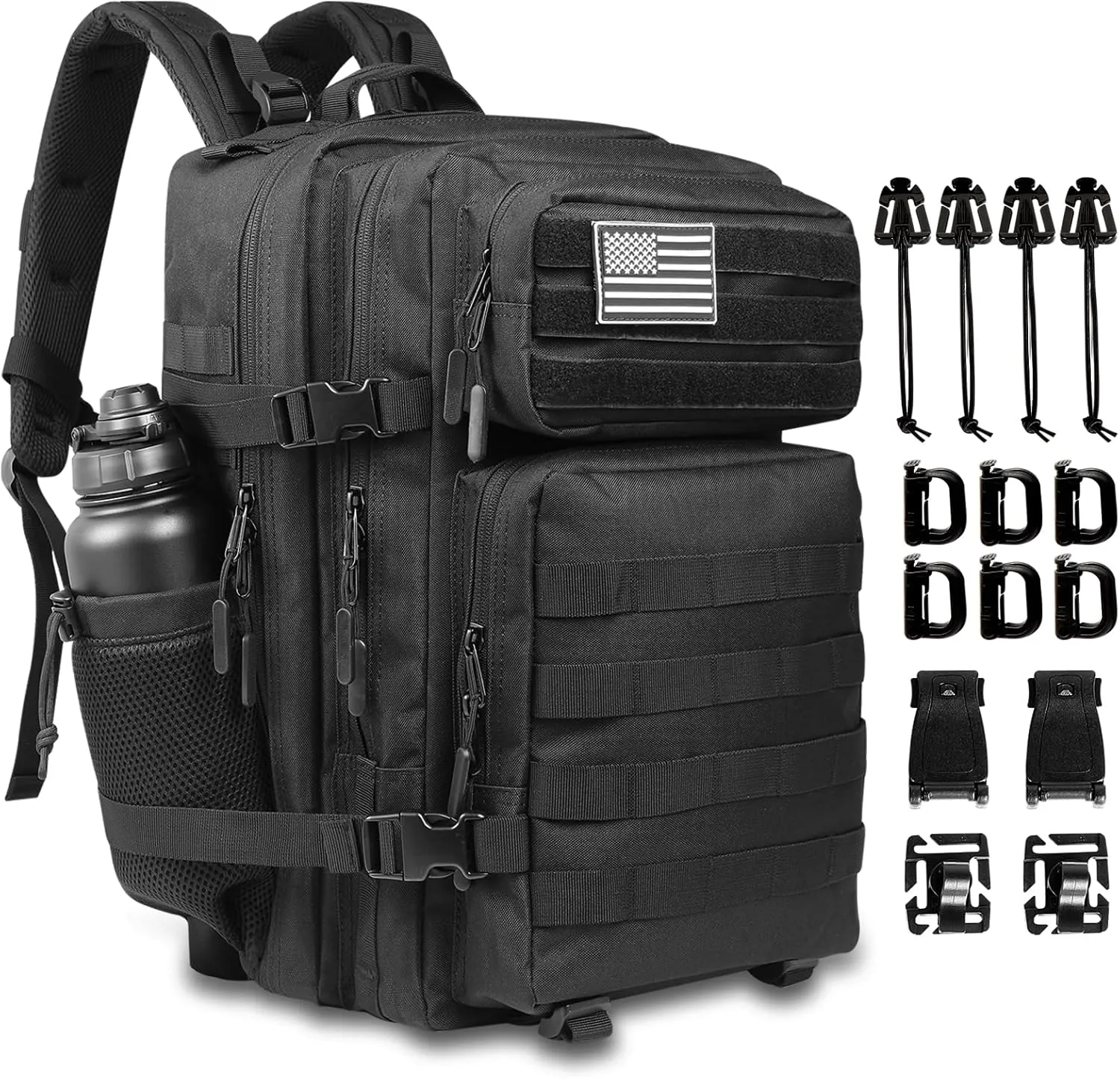 Joyfulife 45L Military Tactical Backpack for Men Women Military Backpack Molle Backpack Large Army 3 Day Assault Pack Bug Out Bag Hiking Rucksack with Bottle Holder