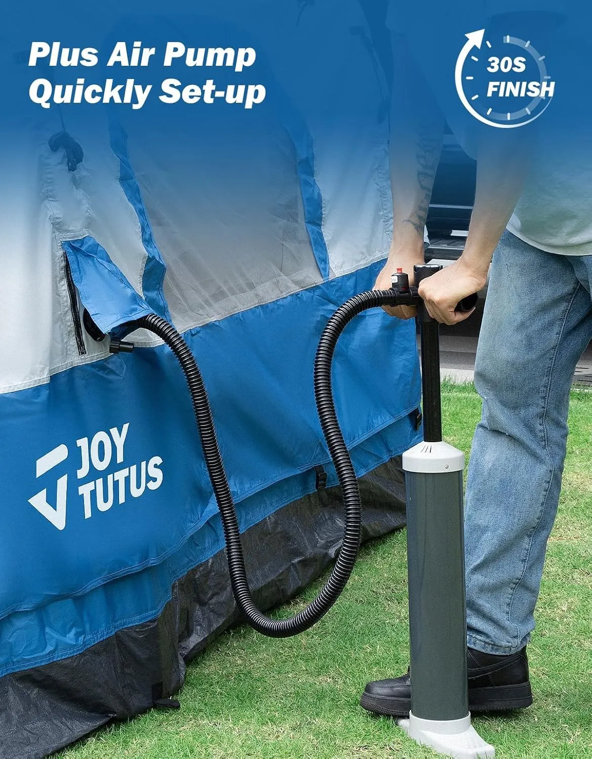 JOYTUTUS Inflatable Truck Bed Tent 5.5-6.5FT with Awning, Includes Air Pump for Quick 30 S Setup, Dual-use Pickup or Camping Tent for 2 Person, Truck Tent with Waterproof Roof Shade and 3 Windows