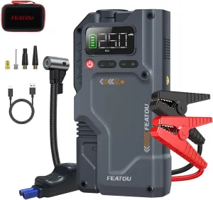 Jump Starter with Air Compressor, 5 in 1 Functional Jump Box 3500A Peak Battery Power Pack with 150PSI Digital Tire Inflator, Portable Car Battery Charger Jumper for 8.5L Gas or 7.0L Diesel