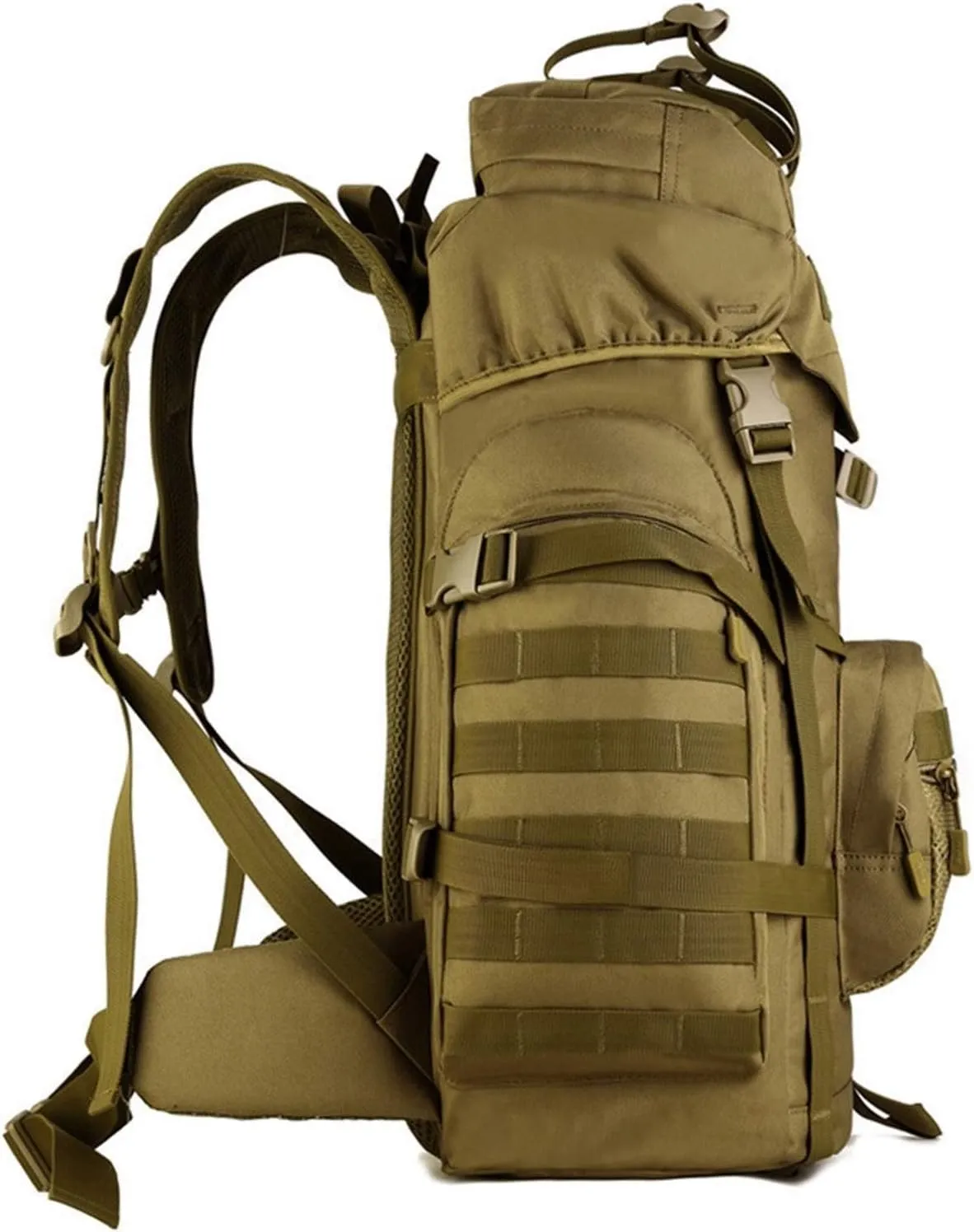 Jungle Leopard 60L Tactical Backpack Man with Tripod Holer Army Rucksack Sports Bag for Hiking Camping Hunting Trekking(S419-60-ACU)