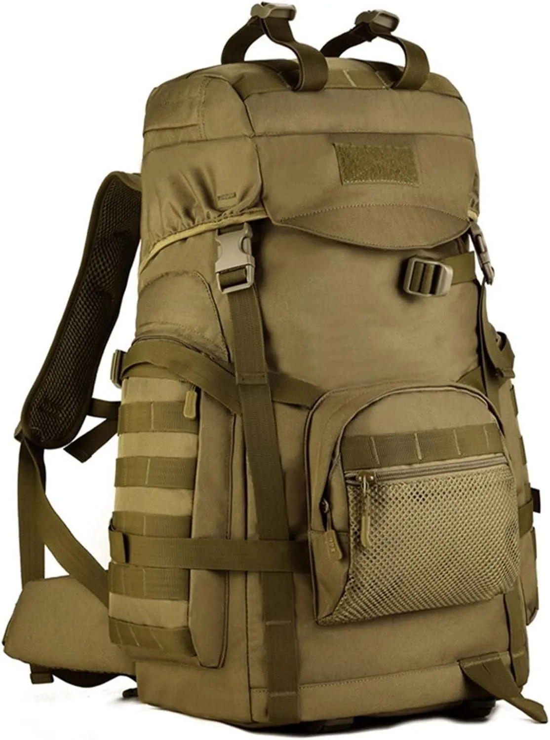 Jungle Leopard 60L Tactical Backpack Man with Tripod Holer Army Rucksack Sports Bag for Hiking Camping Hunting Trekking(S419-60-ACU)