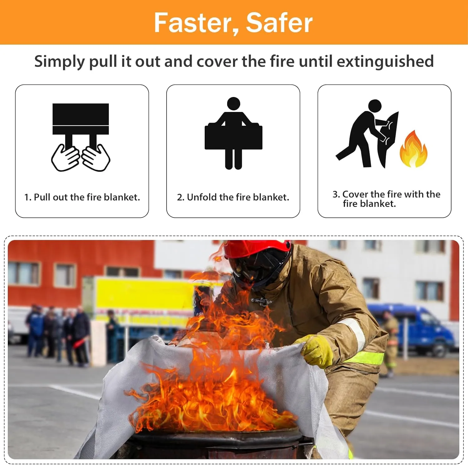 KANHIRO Fire Blanket Emergency for Home Kitchen - Fiberglass Fire Suppression Blanket Great for School, Fireplace, Grill, Car, Office, Warehouse (6 Pack, 39 in X 39 in)