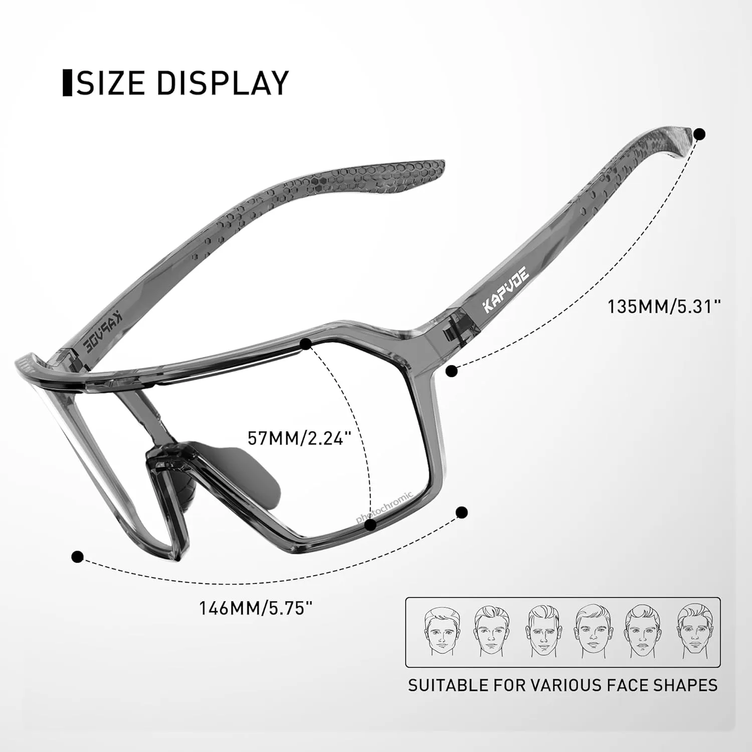 KAPVOE Photochromic Cycling Glasses Men Mountain Bike Glasses Women Clear MTB Sports Sunglasses Bicycle Triathlon Running