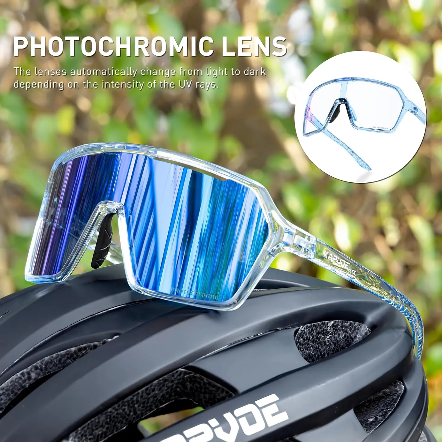 KAPVOE Photochromic Cycling Glasses Men Mountain Bike Glasses Women Clear MTB Sports Sunglasses Bicycle Triathlon Running