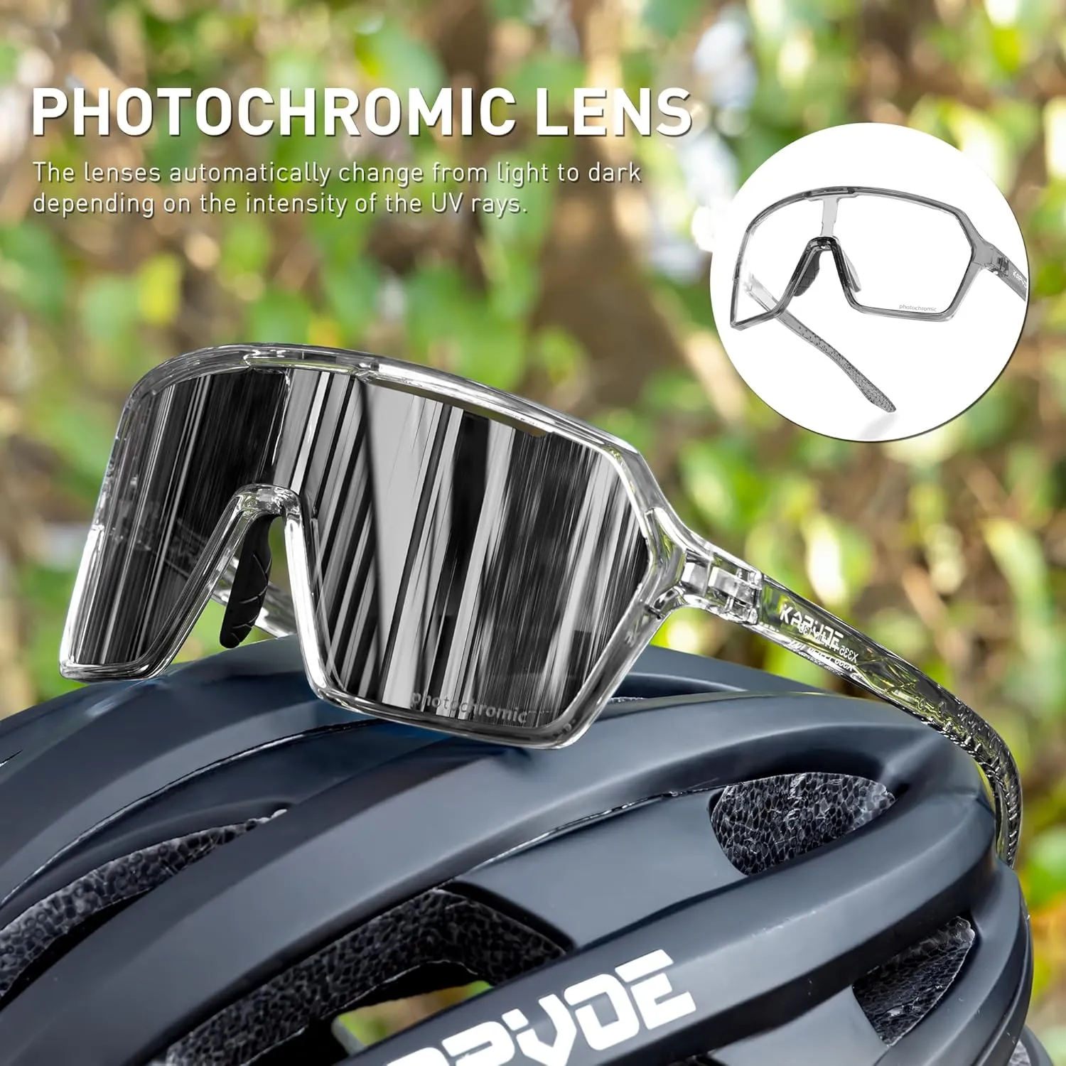 KAPVOE Photochromic Cycling Glasses Men Mountain Bike Glasses Women Clear MTB Sports Sunglasses Bicycle Triathlon Running