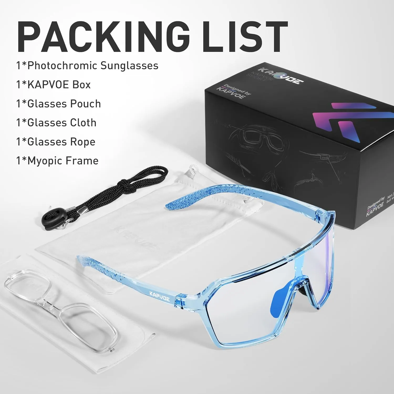 KAPVOE Photochromic Cycling Glasses Men Mountain Bike Glasses Women Clear MTB Sports Sunglasses Bicycle Triathlon Running