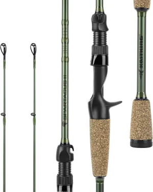KastKing Spartacus II Fishing Rods - IM6 Graphite Blanks Casting & Spinning Rods, 2-Piece Rods with Extra Tip Section, PTS Power Transition System, KastFlex Technology, Rubber Cork Handle