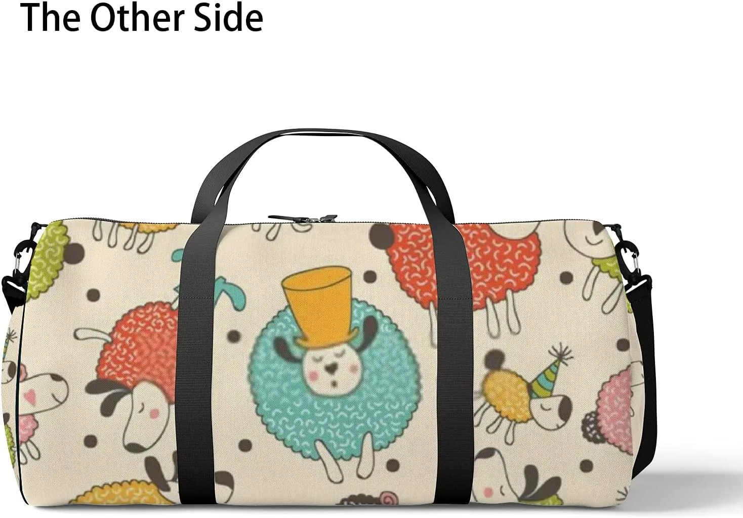Kawaii Animals Cute Cartoon Sleepy Sheep Sports Bag Tote Bag Waterproof Gym Bag with Shoulder Strap Zipper 2 Side Pockets for Men and Women, Travel and Storage Shoulder Bag.