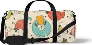 Kawaii Animals Cute Cartoon Sleepy Sheep Sports Bag Tote Bag Waterproof Gym Bag with Shoulder Strap Zipper 2 Side Pockets for Men and Women, Travel and Storage Shoulder Bag.
