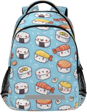 Kawaii Sushi Design Waterproof Backpack - Casual Outdoor Sports Daypack with Ergonomic Shoulder Straps#66