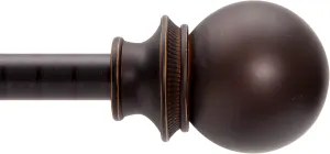 Kenney KN80802 Fast Fit Easy Install Birkin Ball End Decorative Window Curtain Rod, 42-120" Adjustable Length, Oil Rubbed Bronze Finish, 3/4" Diameter Steel Tube