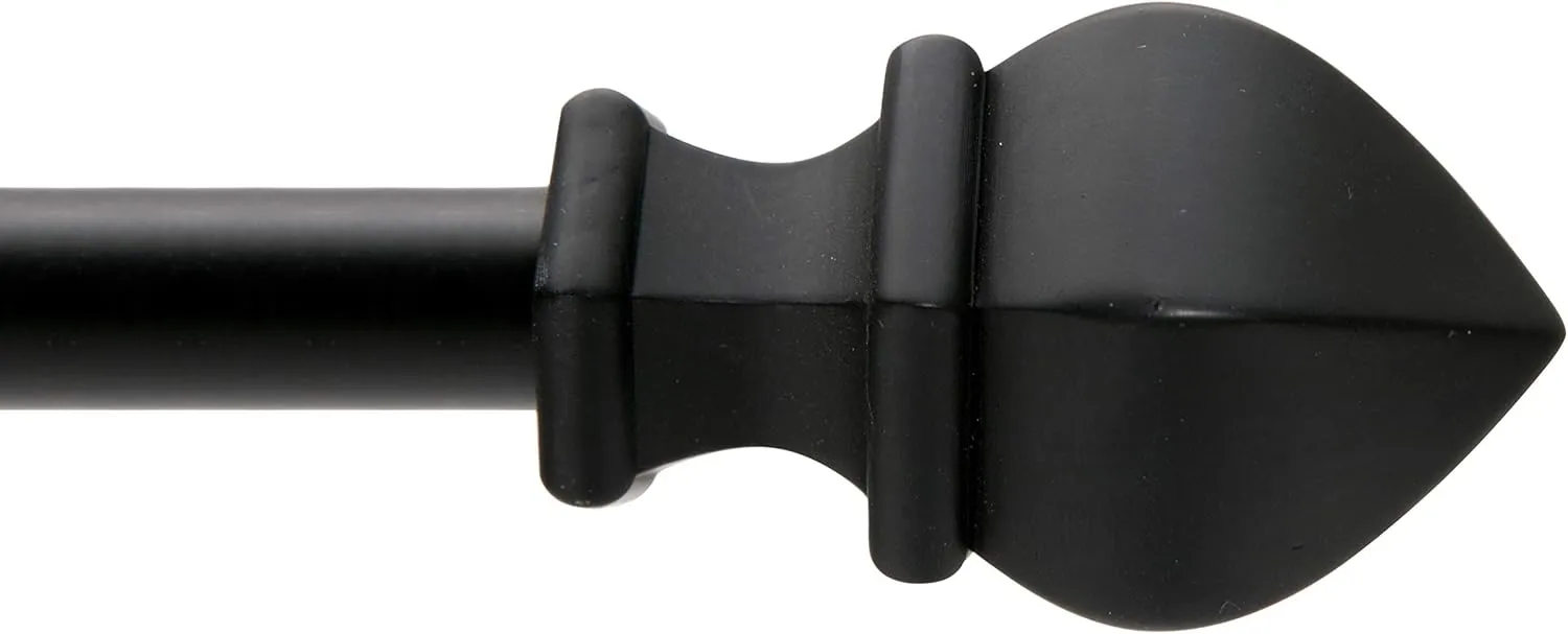Kenney KN80803 Fast Fit Easy Install Waverly Spear End Decorative Window Curtain Rod, 42-120" Adjustable Length, Black Finish, 3/4" Diameter Steel Tube