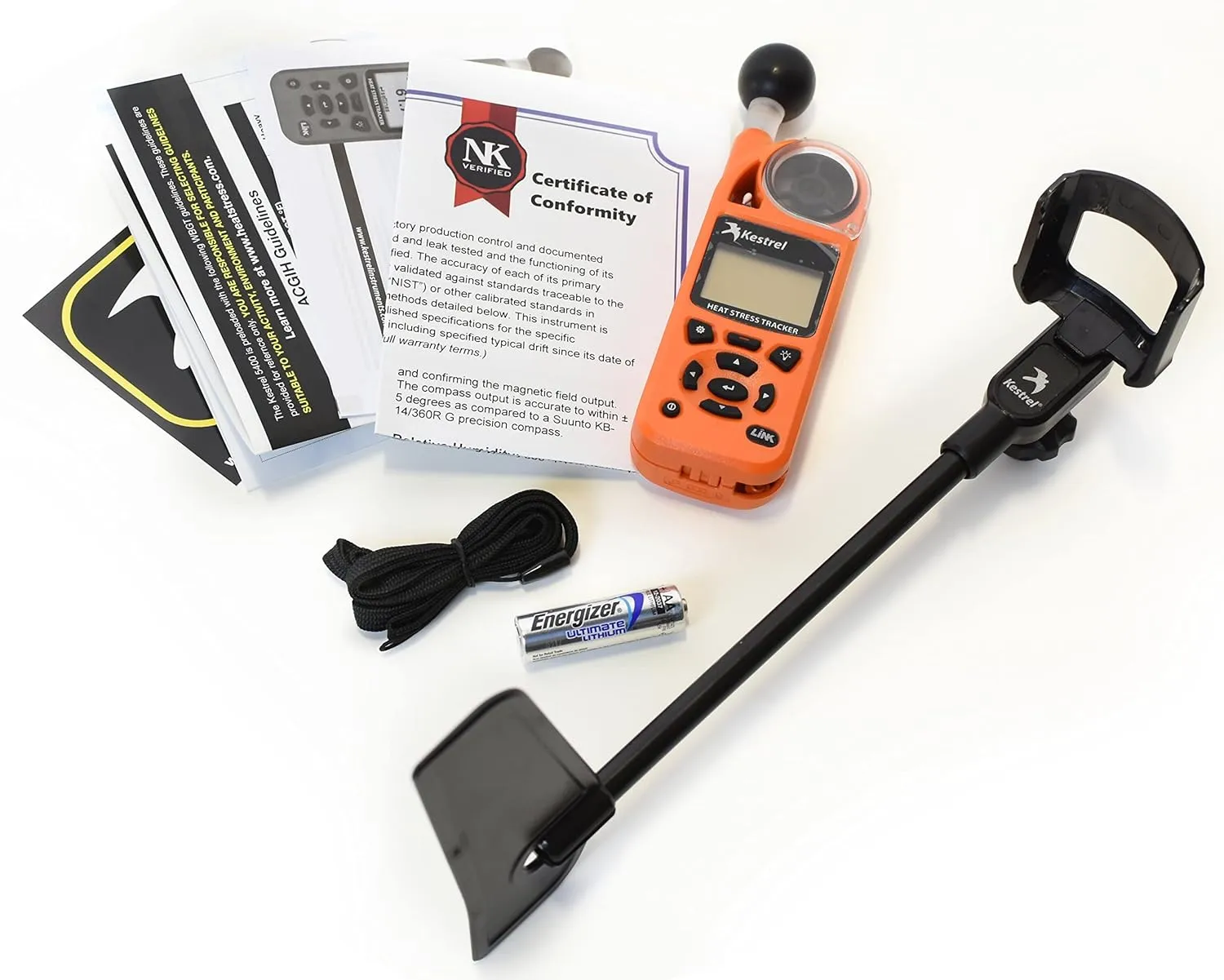 Kestrel 5400 Heat Stress Tracker Pro with Link, Compass and Vane Mount, Orange