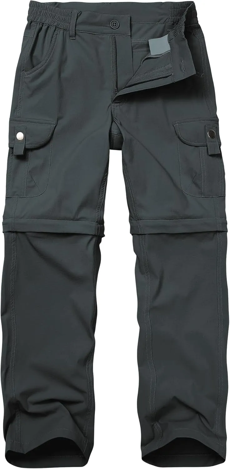 Kids' Cargo Pants, Boys Convertible Hiking Pants, Boy Zip Off Outdoor Casual Pants Quick Dry Climbing Trousers for Youth