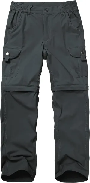 Kids' Cargo Pants, Boys Convertible Hiking Pants, Boy Zip Off Outdoor Casual Pants Quick Dry Climbing Trousers for Youth