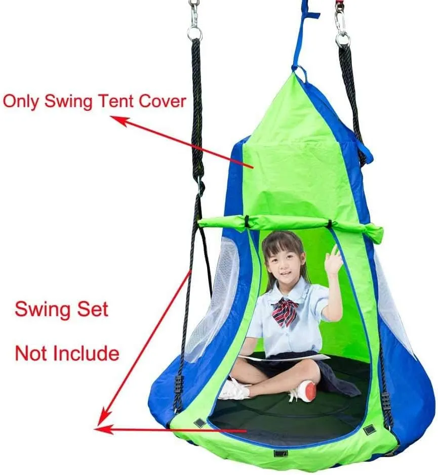 Kids Hanging Swing Tent Cover-Waterproof Hammock Chair Play House Castle Nest for 40in Round Saucer Nest Disc Rope Ceiling Tree Swing Indoor Outdoor Bedroom Backyard Playground