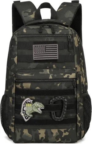 Kids Tactical Backpack Army Molle Bookbag Military Boys Backpack for School, Outdoor, Camping, Black Camo