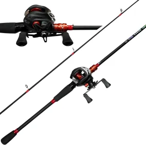Kilitn Fishing Rod and Reel Combo, Baitcasting Combo Baitcast Reel, 6 Foot 7 Foot 2-Piece, Durable Fiberglass Wrapped Carbon Fiber Rod with Comfortable EVA Handle