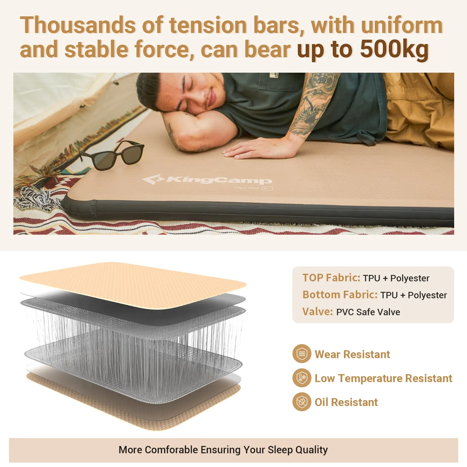 KingCamp Air Mattress Base   Flexi Rest 5.0 Air Sleeping Pad