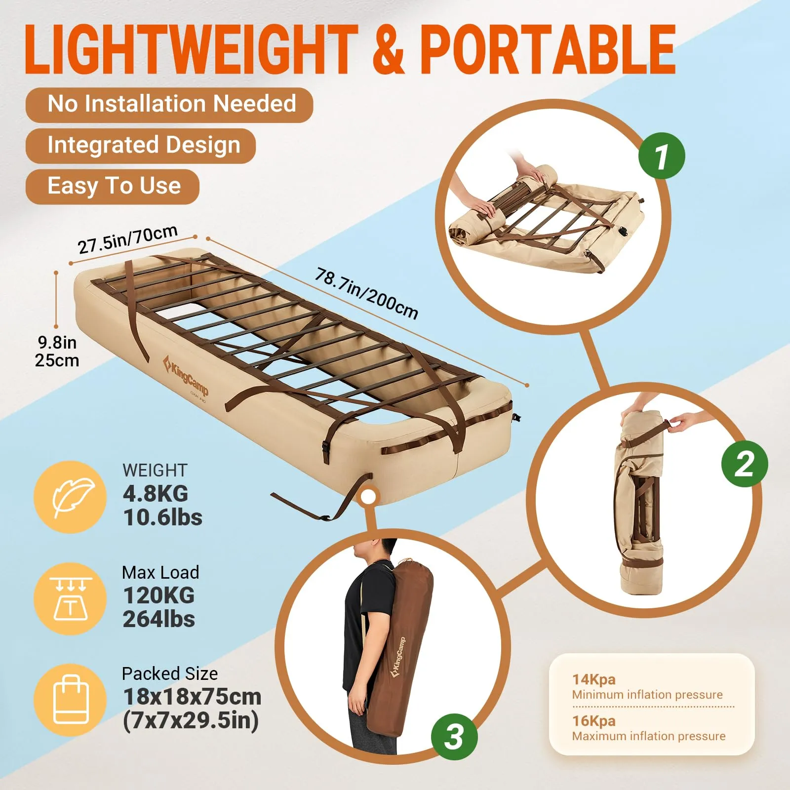KingCamp Air Mattress Base   Flexi Rest 5.0 Air Sleeping Pad