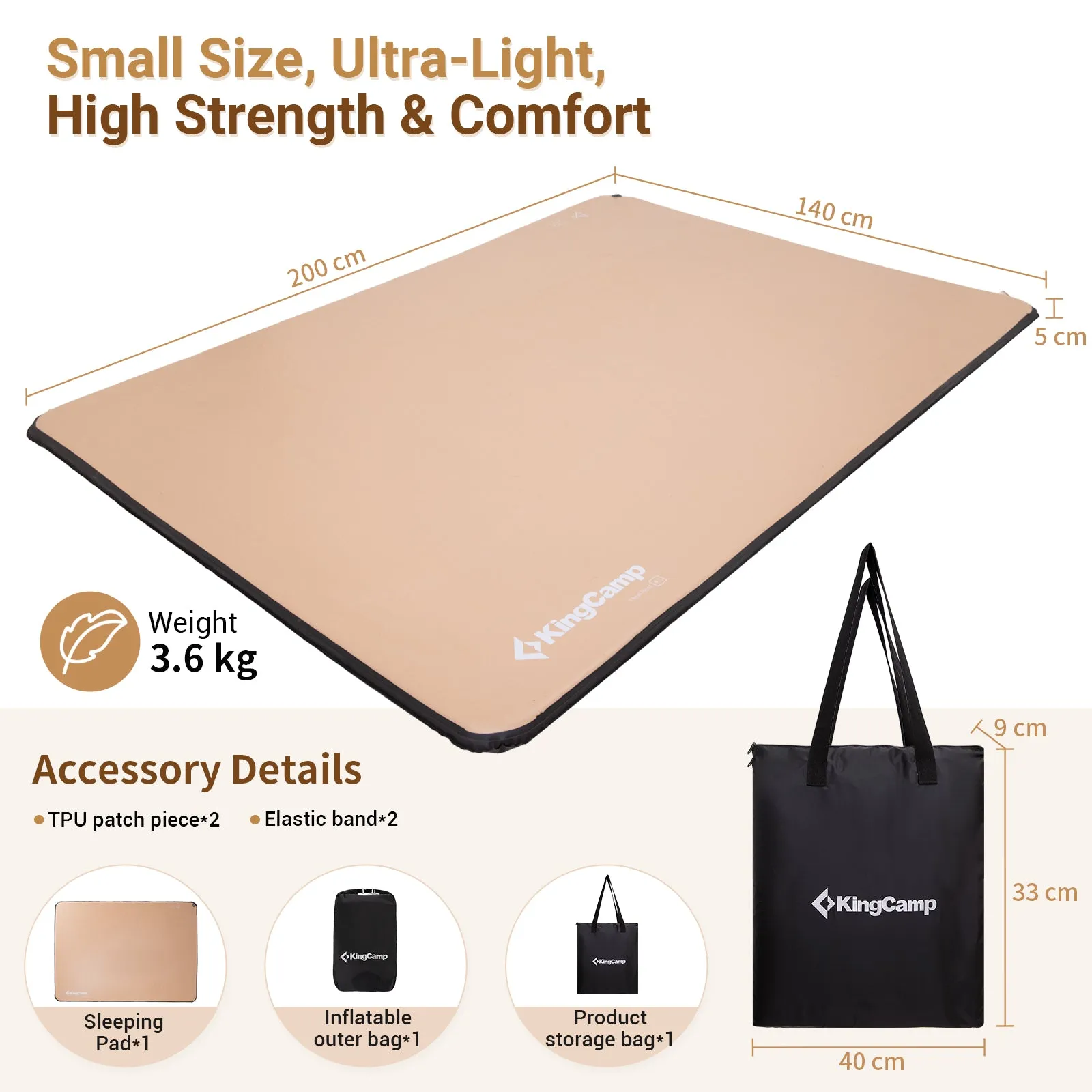 KingCamp Air Mattress Base   Flexi Rest 5.0 Air Sleeping Pad