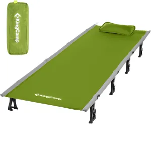 KingCamp Camping Cot, Folding Portable Heavy Duty Ultralight Cots for Adults Camping Tent Hiking Backpacking Mountaineering Travel Indoor Outdoor Indoor Base Camp with Pillow, Support 265 Lbs