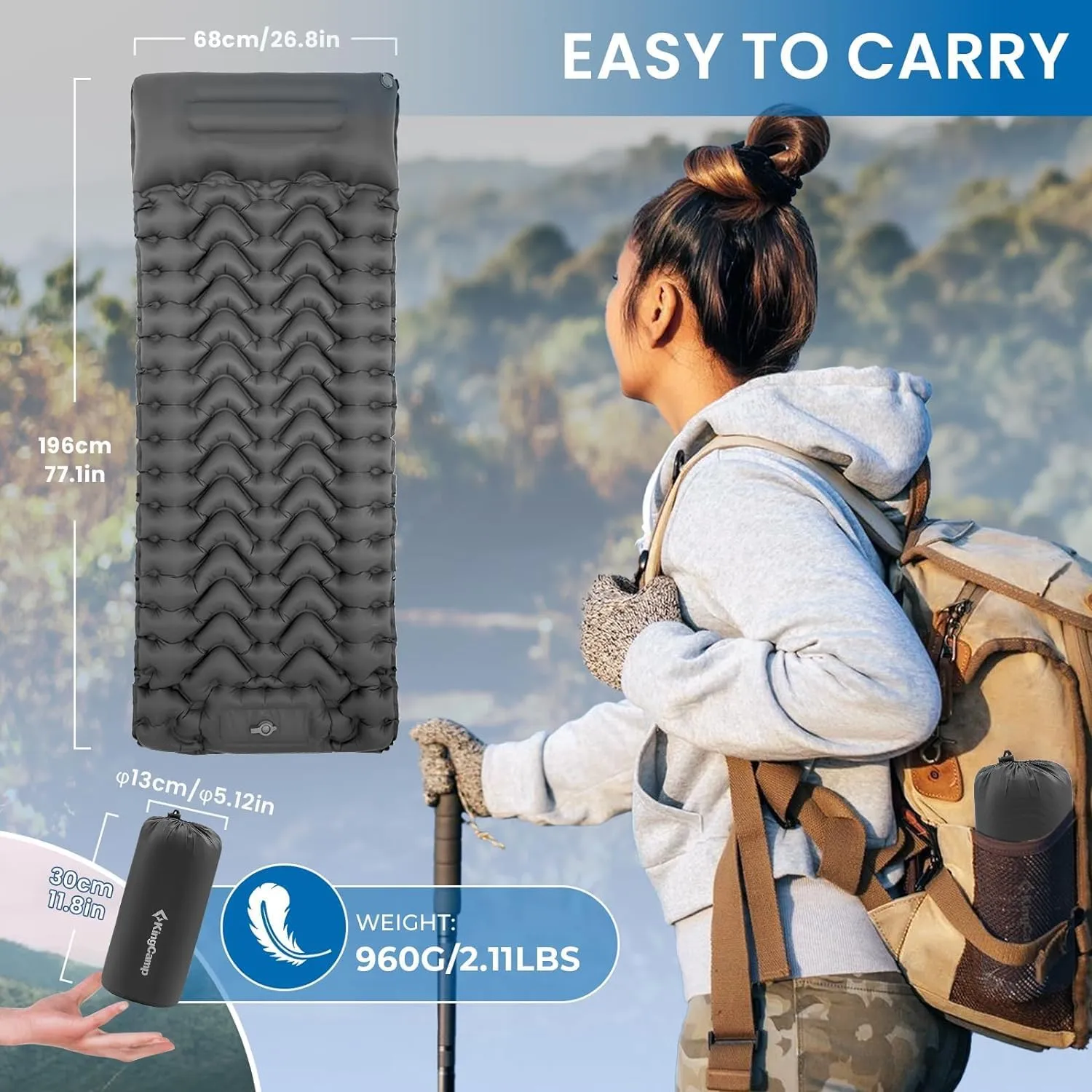 KingCamp DELUXE 10 Single Air Pad Spacious Mattress - 2 Pack