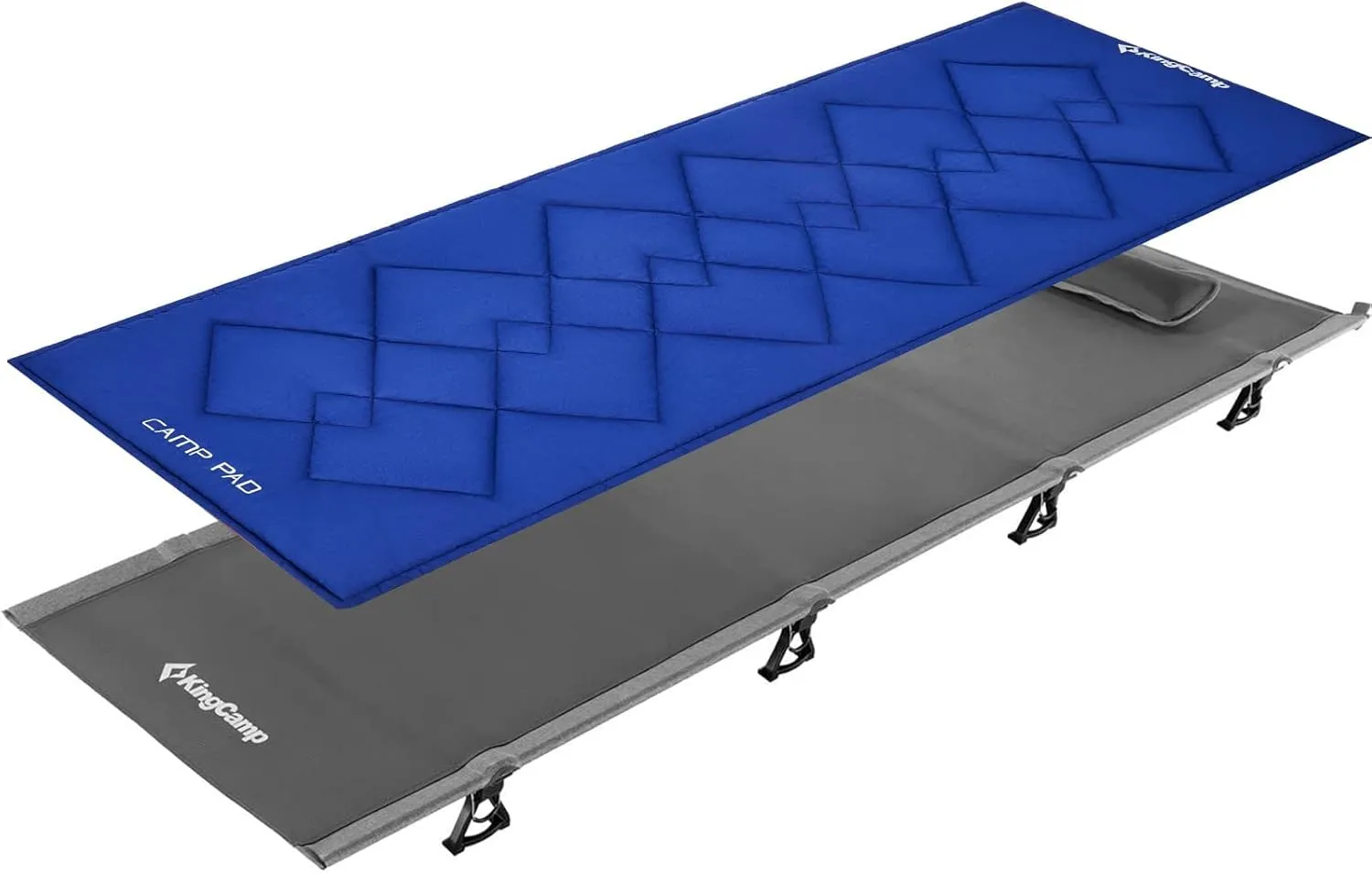 KingCamp Deluxe Ultralight Camping Cot Bed with Matched Soft Cot Mat Grey