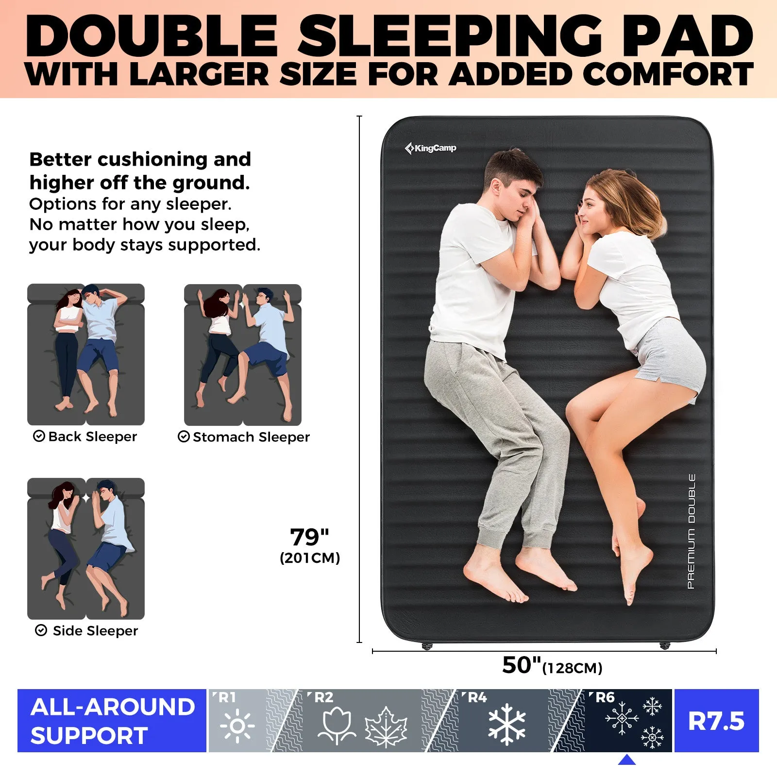 KingCamp Double Self-Inflating Camping Mattress with Pump