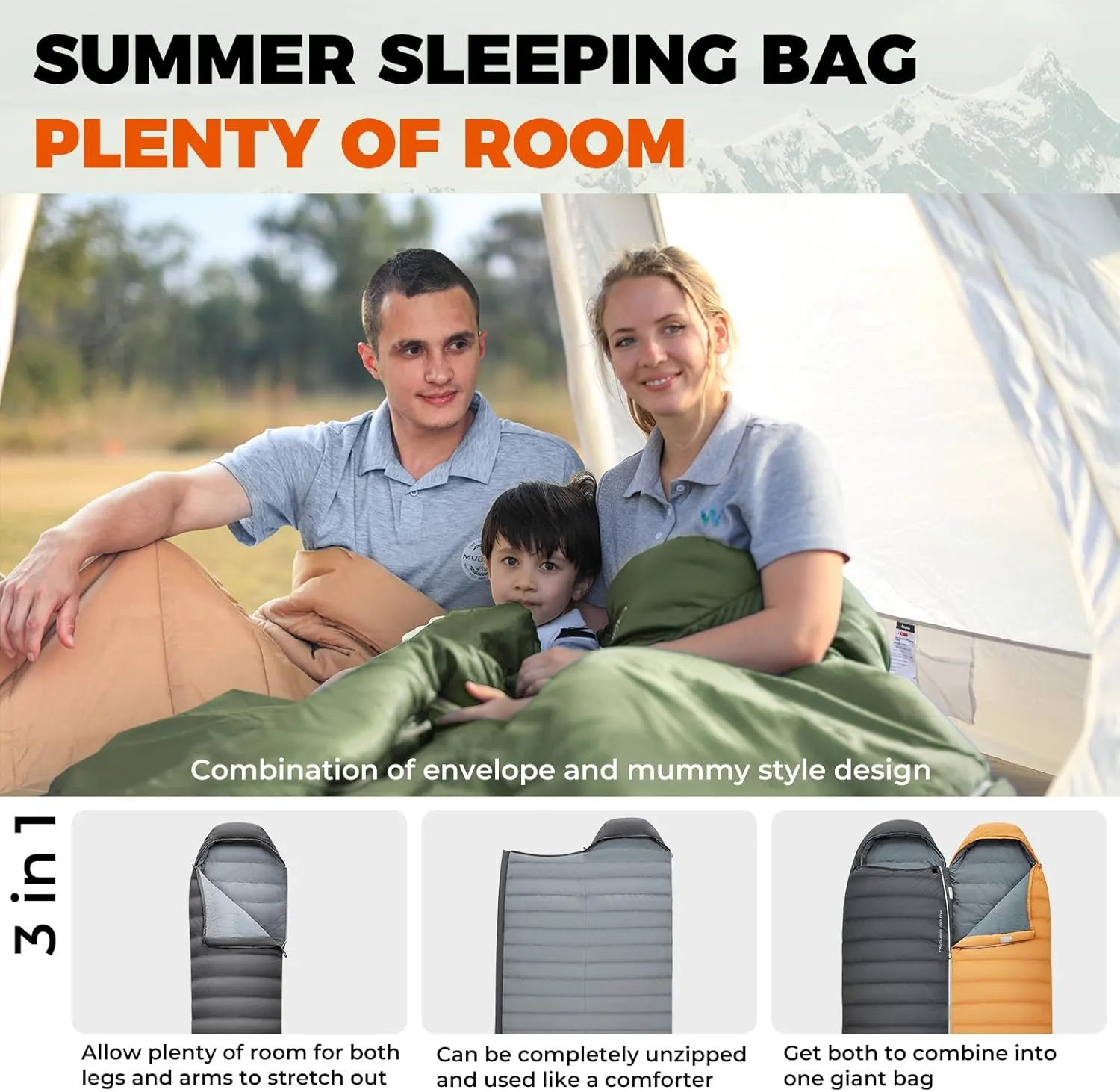 KingCamp Down Sleeping Bag for Adults, 600 FP Cold Weather 3-4 Season Sleeping Bag, Ultralight & Compact with Compression Sack for Backpacking, Camping, Hiking