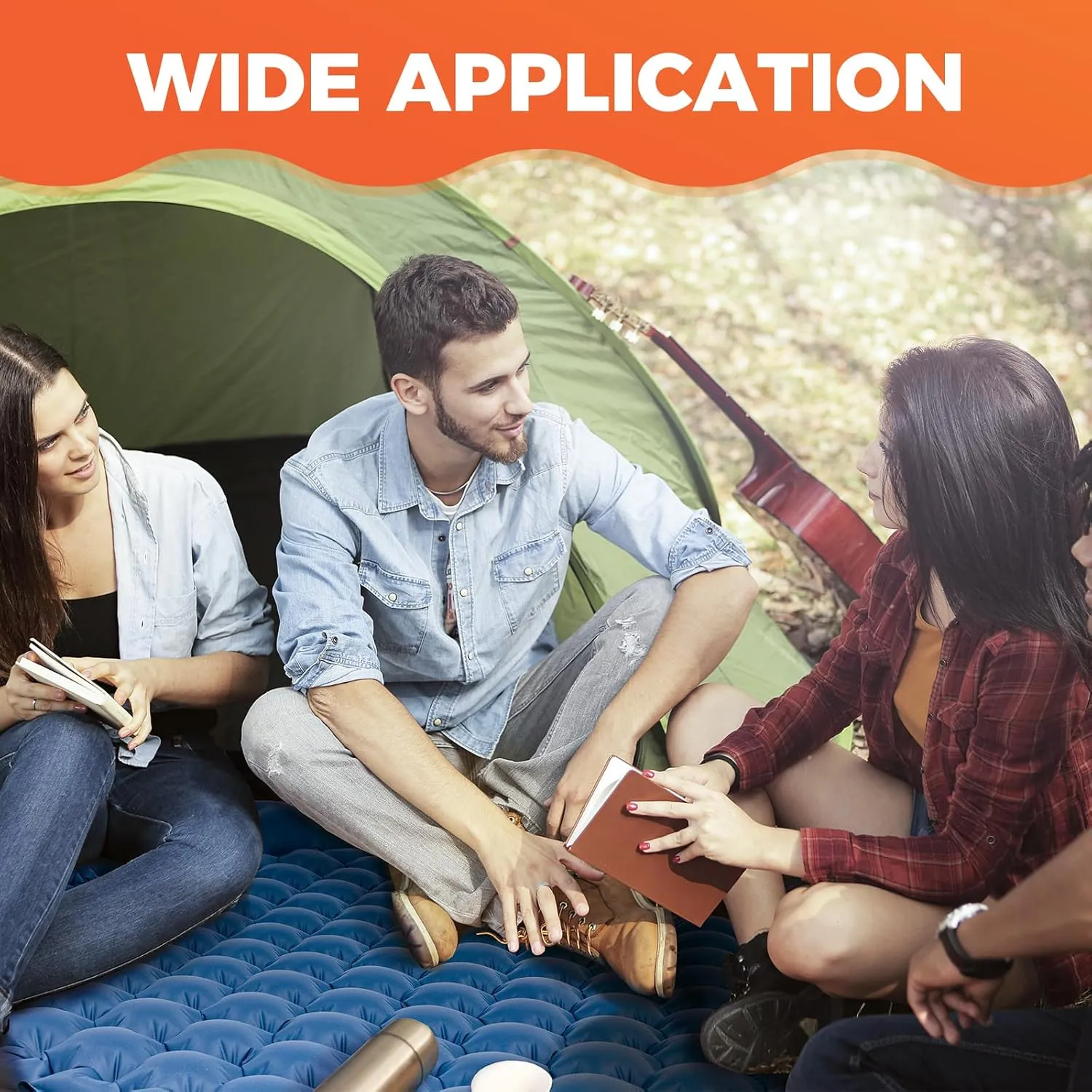 KingCamp Sleeping Pad for Camping, Inflatable Sleeping Pad Ultralight Connectable Camping Mattress with Pillow Built-in Foot Pump for Backpacking Hiking Tent Cot