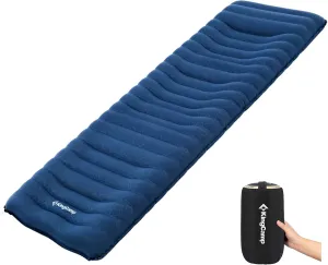 KingCamp Sleeping Pad for Camping, Inflatable Ultralight Air Mattress Ergonomic Design Built-in Pillow 4 inch for Backpacking Traveling and Hiking