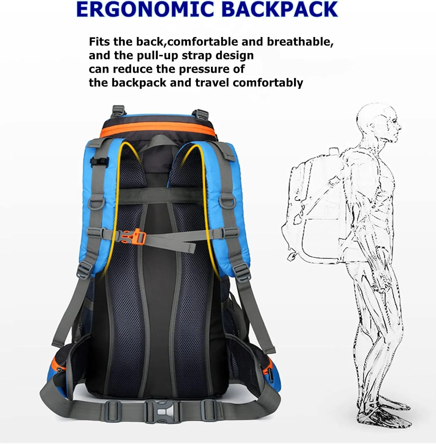 kingsea 70L Large Camping Hiking Backpack, Lightweight Nylon Trekking Rucksack,For Men Women Outdoor Large Capacity Sports Mountaineering Backpack Climbing Travel Waterproof Daypack