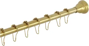 Kingston Brass KSR117 Edenscape 60"-72" Stainless Steel Adjustable Tension Shower Curtain Rod with Rings, Brushed Brass