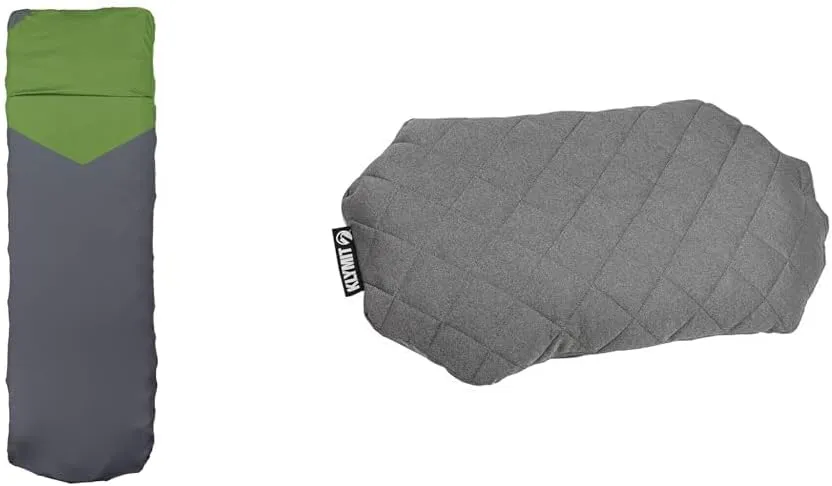 Klymit Static V Sheet and Luxe Travel Pillow Bundle, Sleeping Pad Cover and Inflatable Hybrid Backpacking Pillow